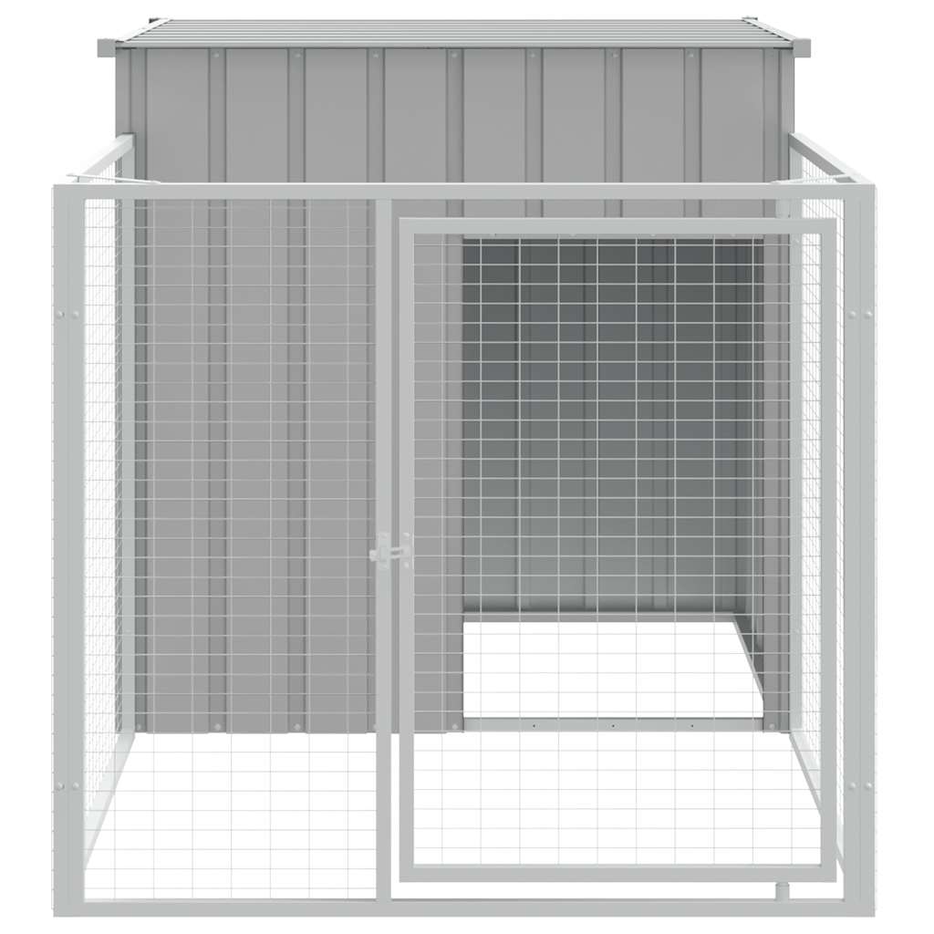 Casinha de cachorro Vidaxxl com telhado 110x201x110 cm aço galvanizado cinza