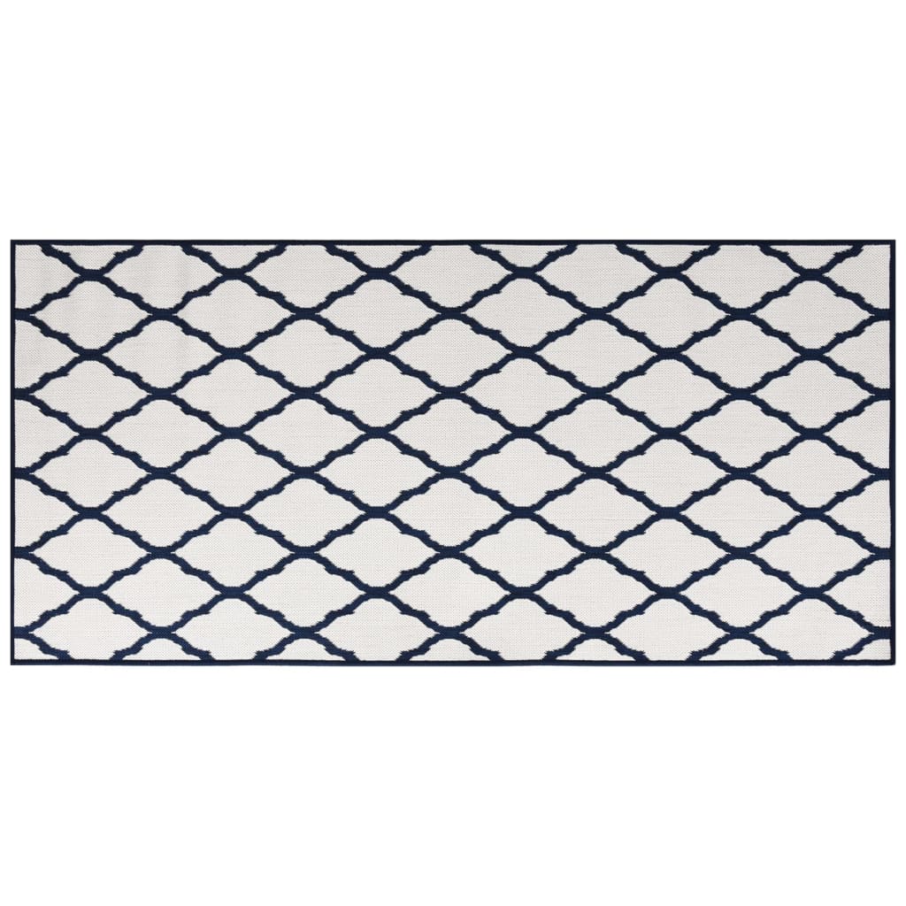 Vidaxl Outdoor Teppich reversibler 100x200 cm Marineblau und Weiß