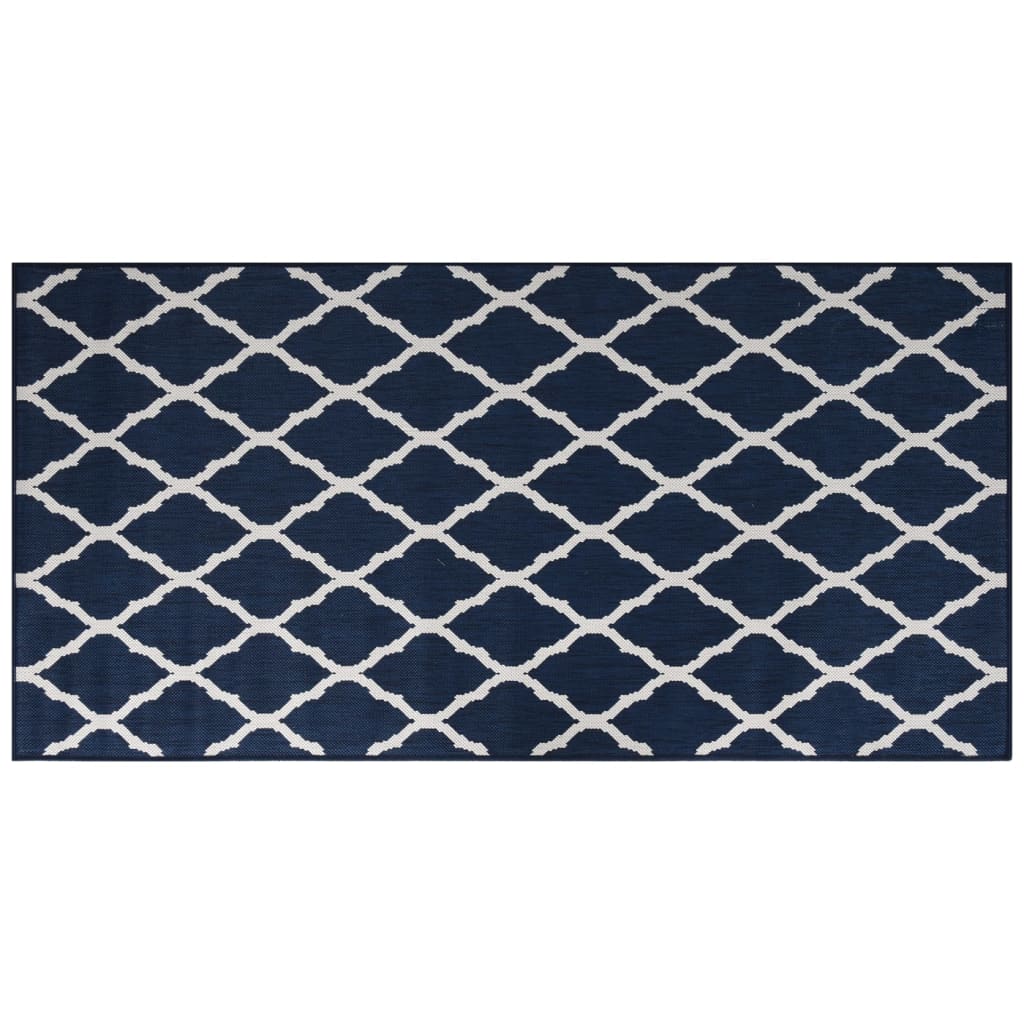 Vidaxl Outdoor Teppich reversibler 100x200 cm Marineblau und Weiß