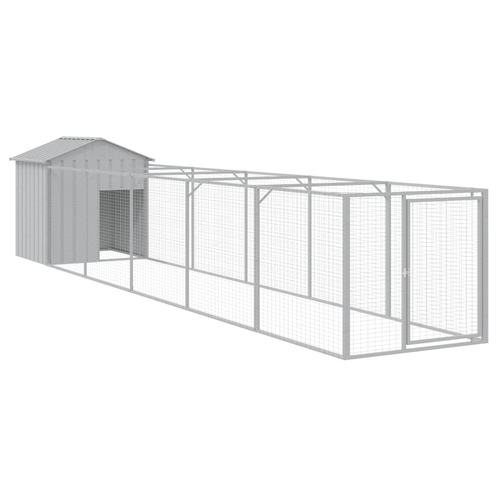 Vidaxl dog loft with roof 117x609x123 cm steel light gray