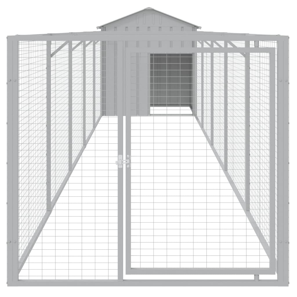 Vidaxl dog loft with roof 117x609x123 cm steel light gray