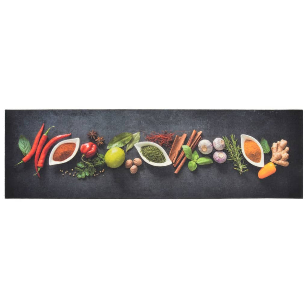 Vidaxx Kitchen Mat Washable Herbal Print 45x150 cm fløyel
