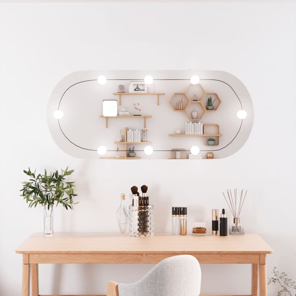 Vidaxl Wall Mirror med lysdialer oval 25x60 cm glas