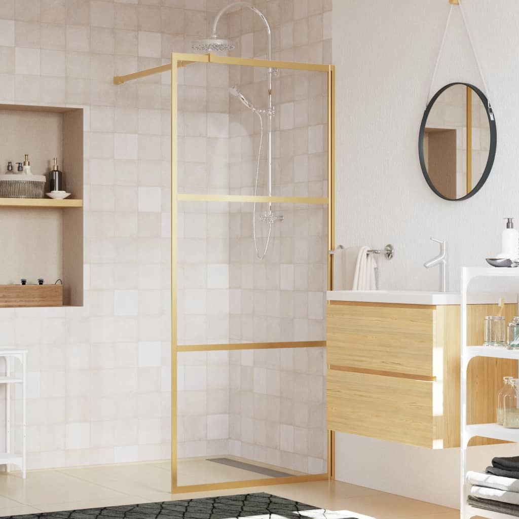 Vidaxx Spadséiergank-an der Duschkall transparent 90x195 cm esg Glas Goldfaarf