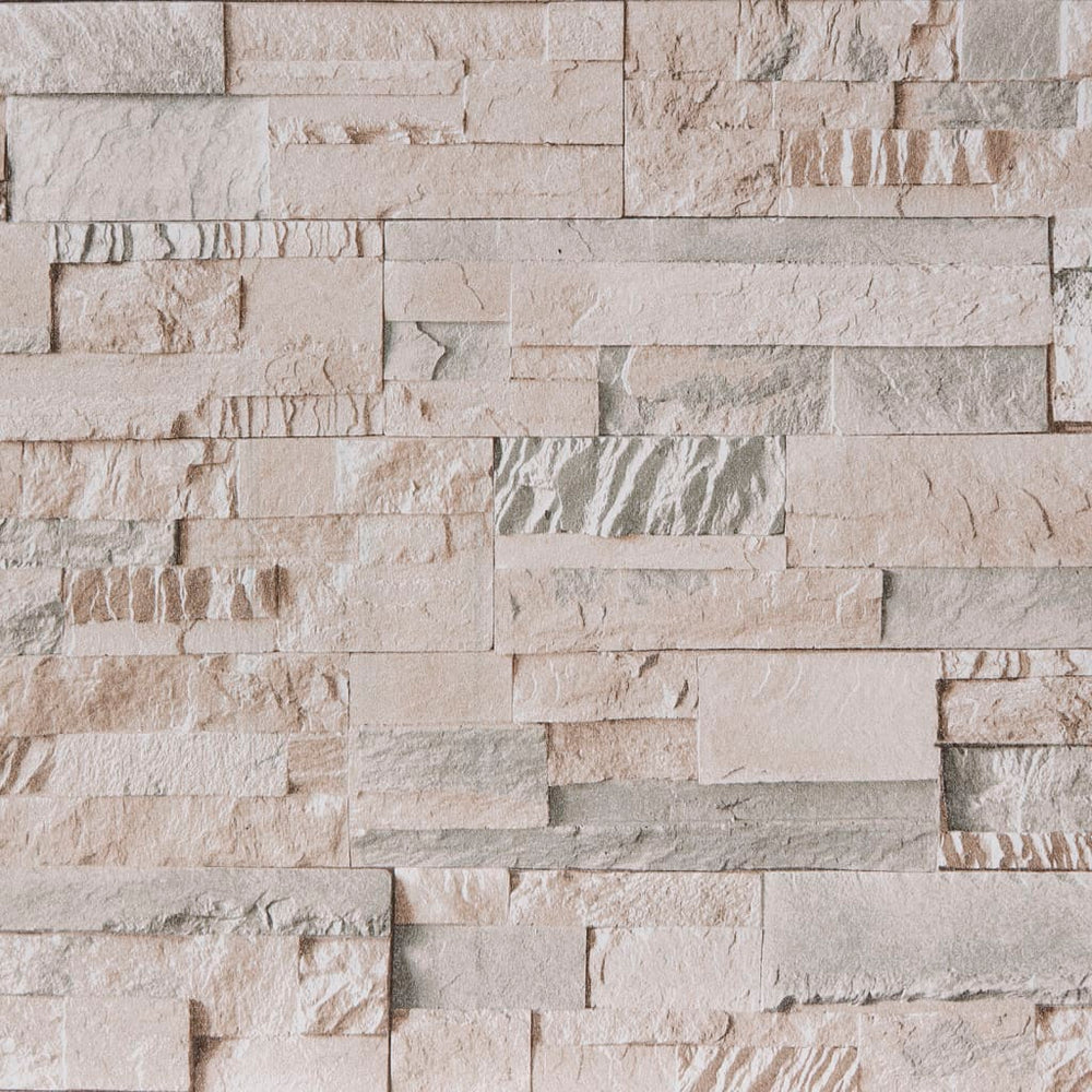 VidaXL papel pintado tejido no tejido 3D aspecto piedra 10x0,53 m gris y beige