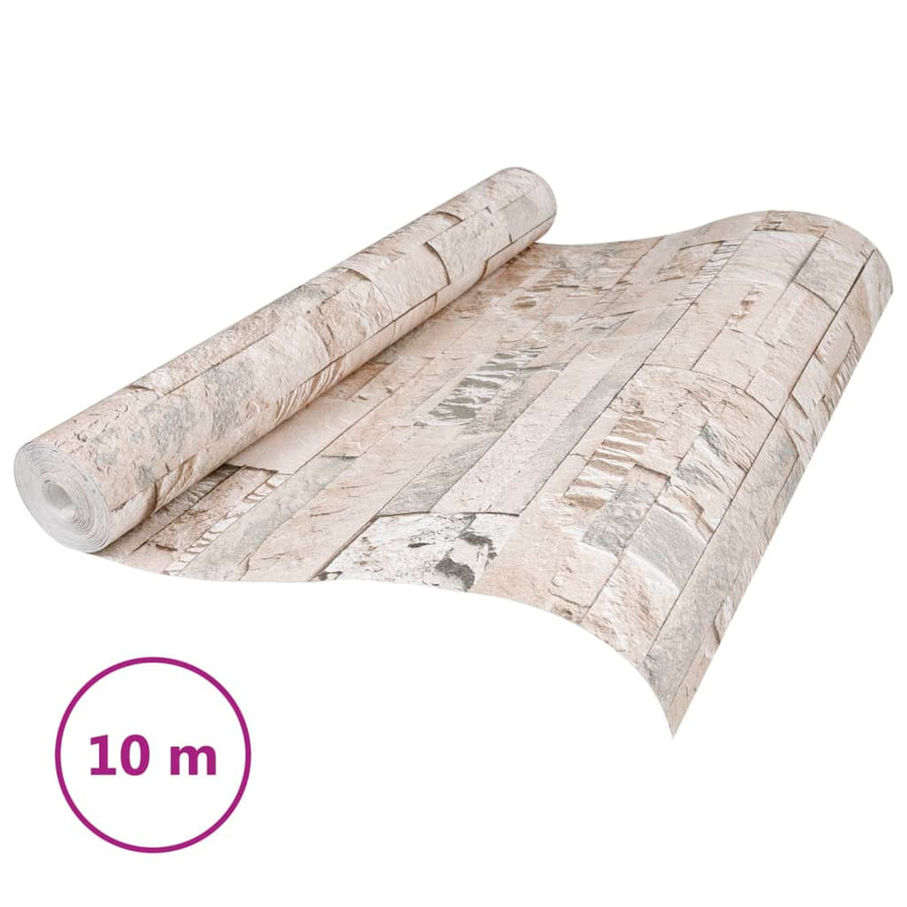 VidaXL papel pintado tejido no tejido 3D aspecto piedra 10x0,53 m gris y beige