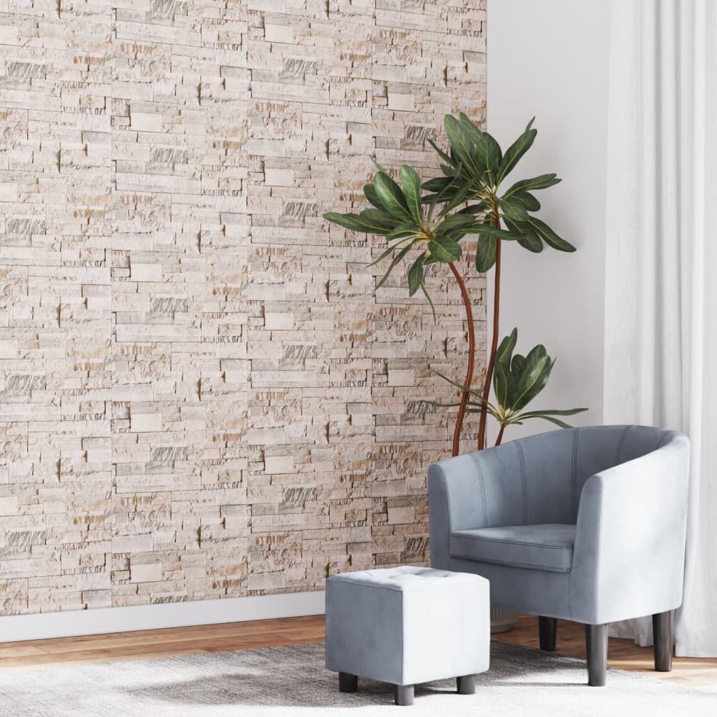 VidaXL papel pintado tejido no tejido 3D aspecto piedra 10x0,53 m gris y beige
