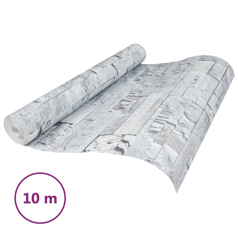 VidaXL papier peint intissé 3D aspect pierre 10x0,53 m gris clair