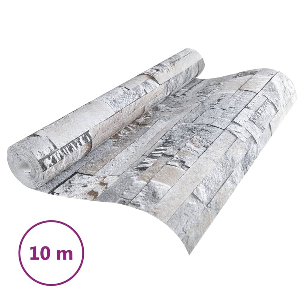 Carta da parati in tessuto non tessuto VidaXL aspetto pietra 3D 10x0,53 m grigio chiaro e marrone