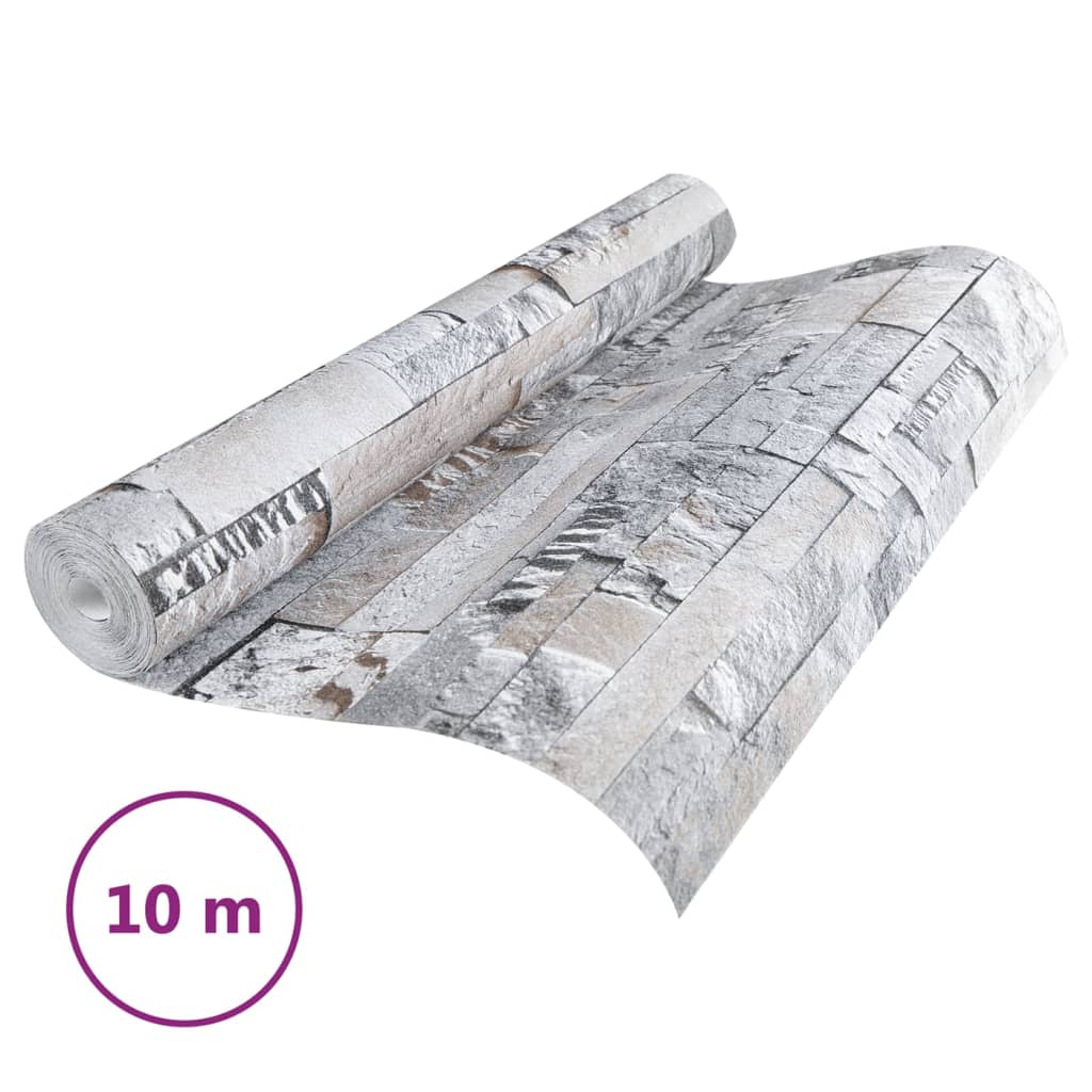 Carta da parati in tessuto non tessuto VidaXL aspetto pietra 3D 10x0,53 m grigio chiaro e marrone