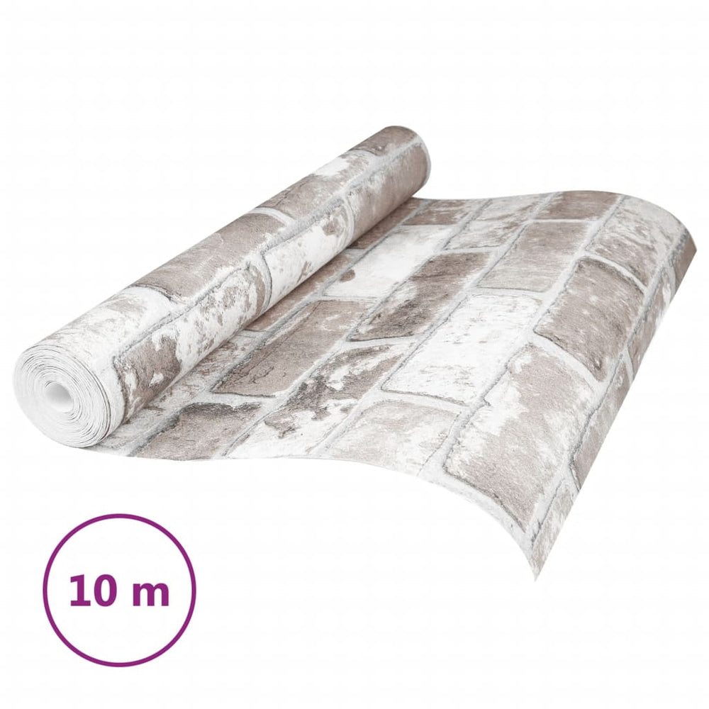 VidaXL papel pintado tejido no tejido patrón de ladrillo 3D 10x0,53 m gris
