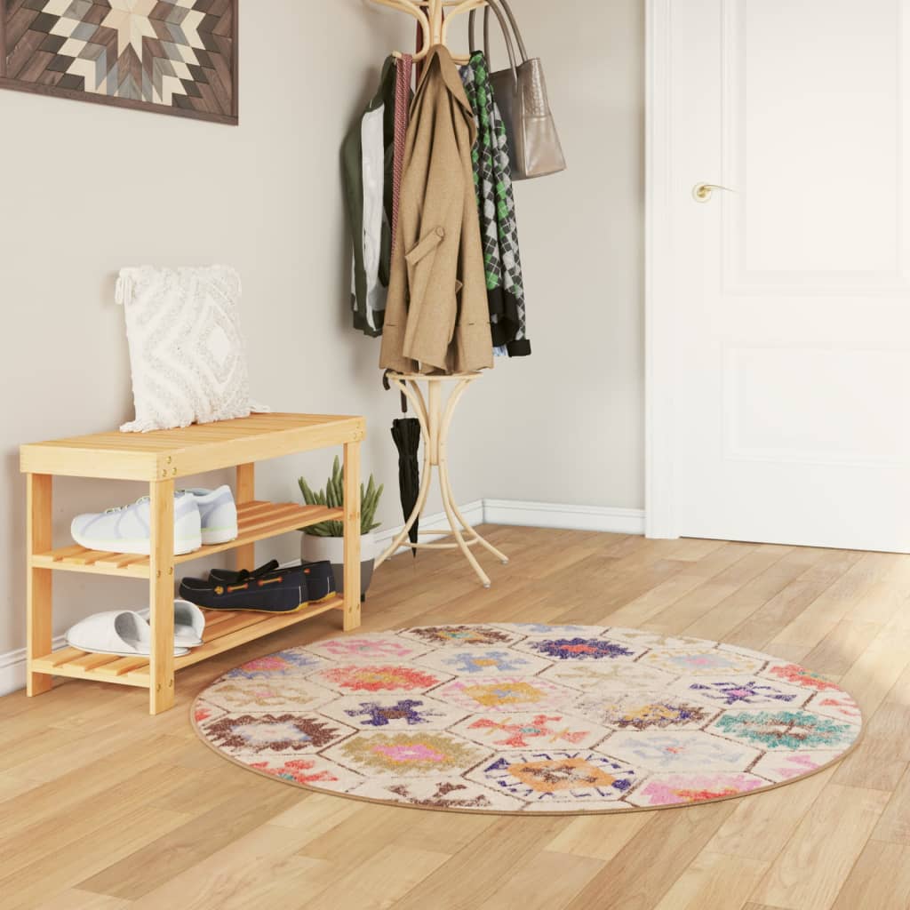 Vidaxl washable non-slip rug ø 120 cm multicolor