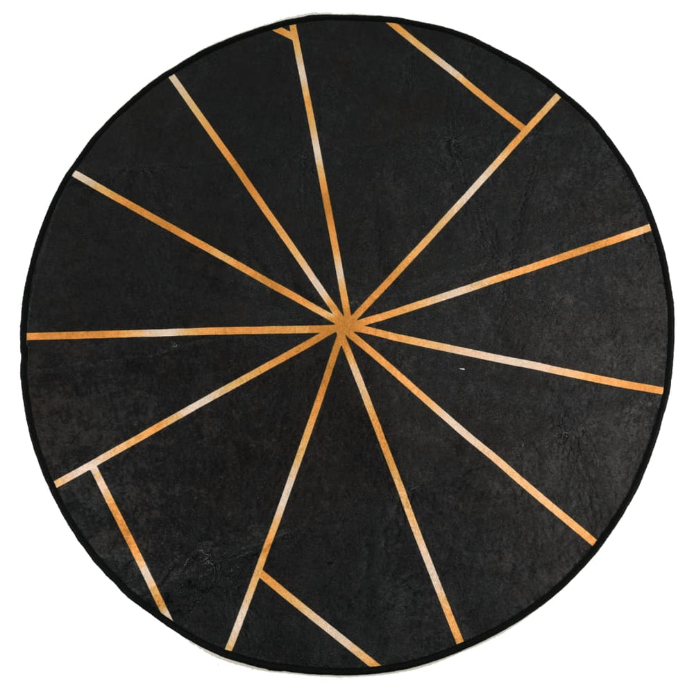 Tapete lavável antiderrapante Vidaxl ø 120 cm preto e dourado