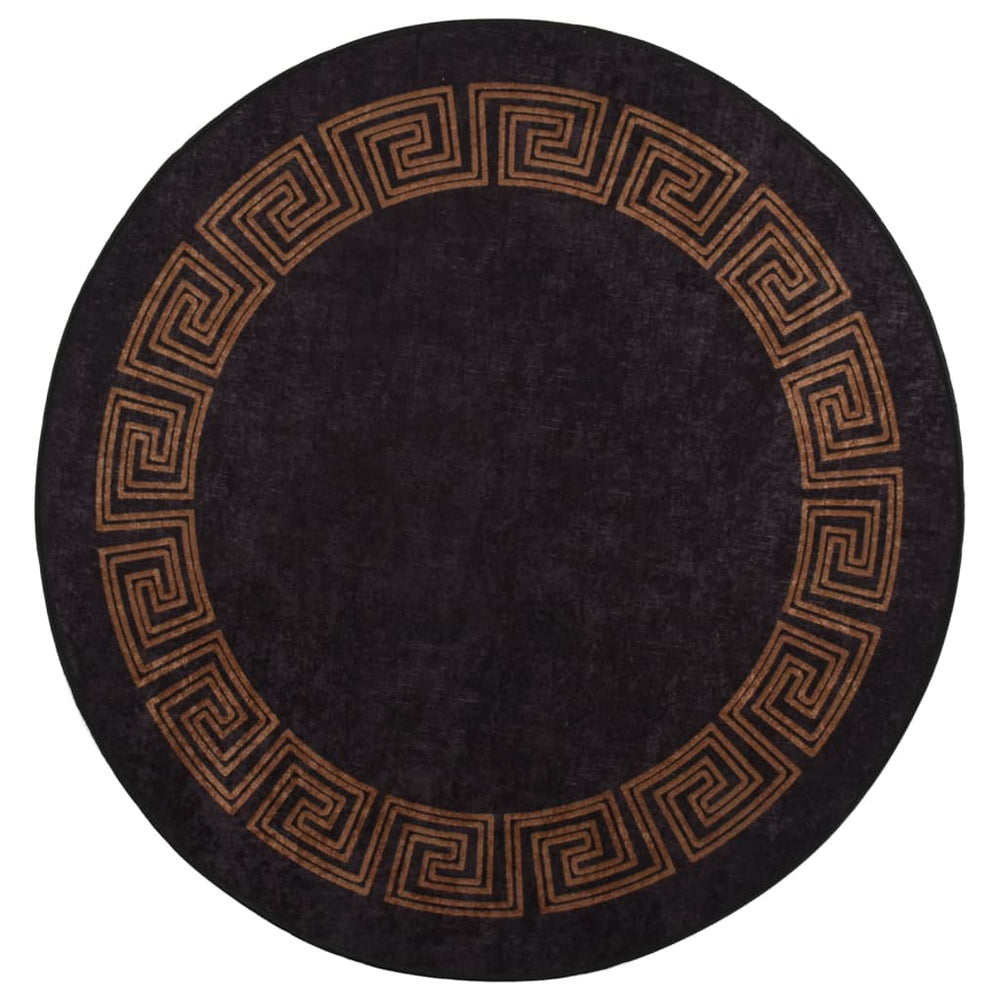 Vidaxl washable non-slip rug ø 200 cm black and gold