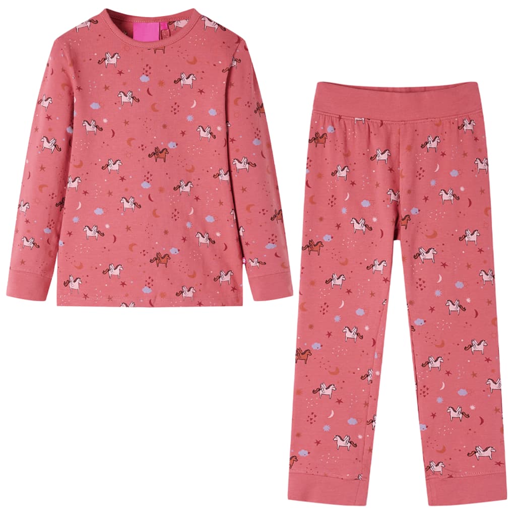 VidaXL Børnepyjamas med lange ærmer 140 old pink