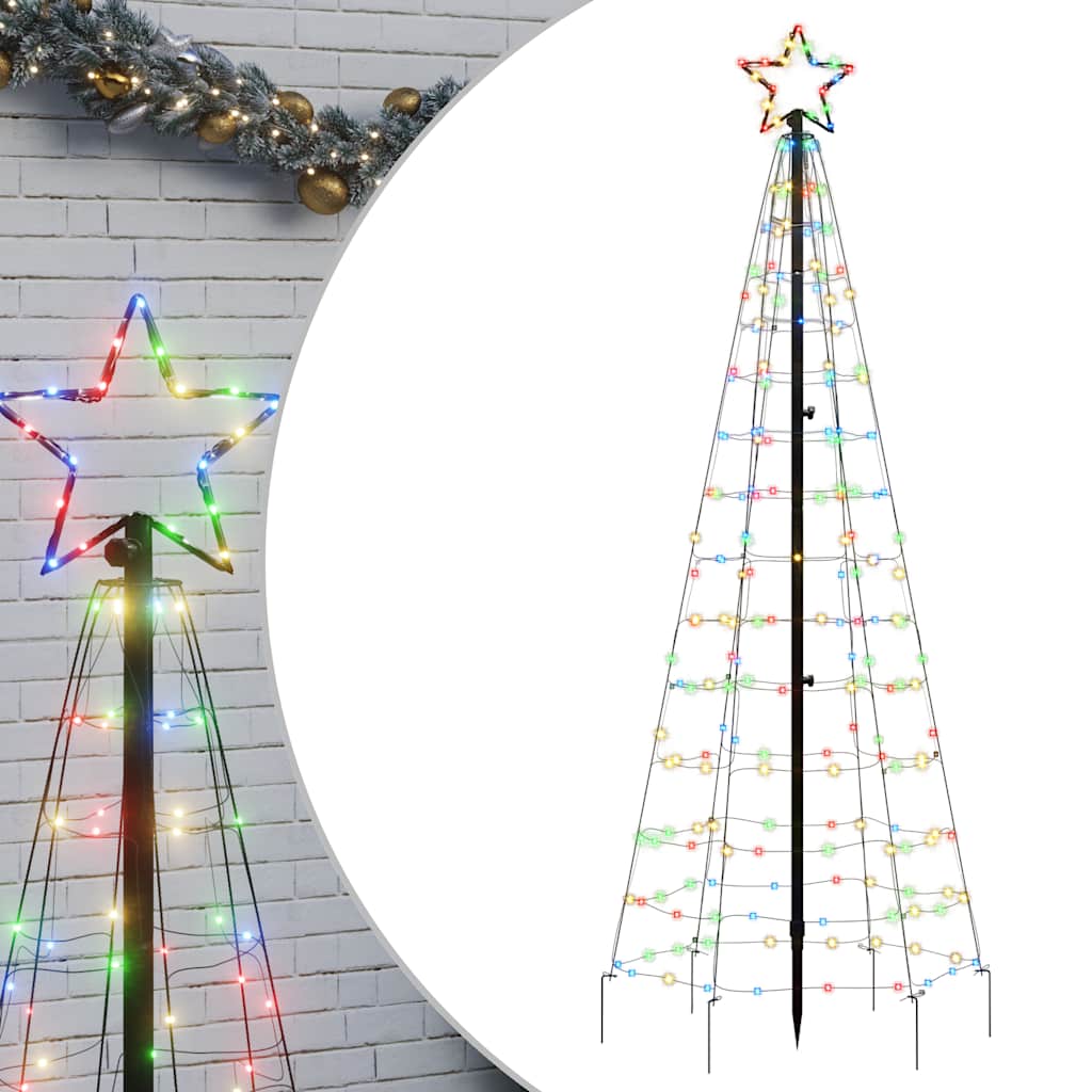 Vidaxl LED Christmas Tree with Spikes 220 LEDs Colorful 180 cm