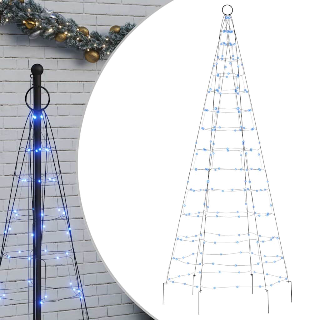 Vidaxxl Árbol de Navidad LED sobre asta de bandera 200 LED 180 cm azul