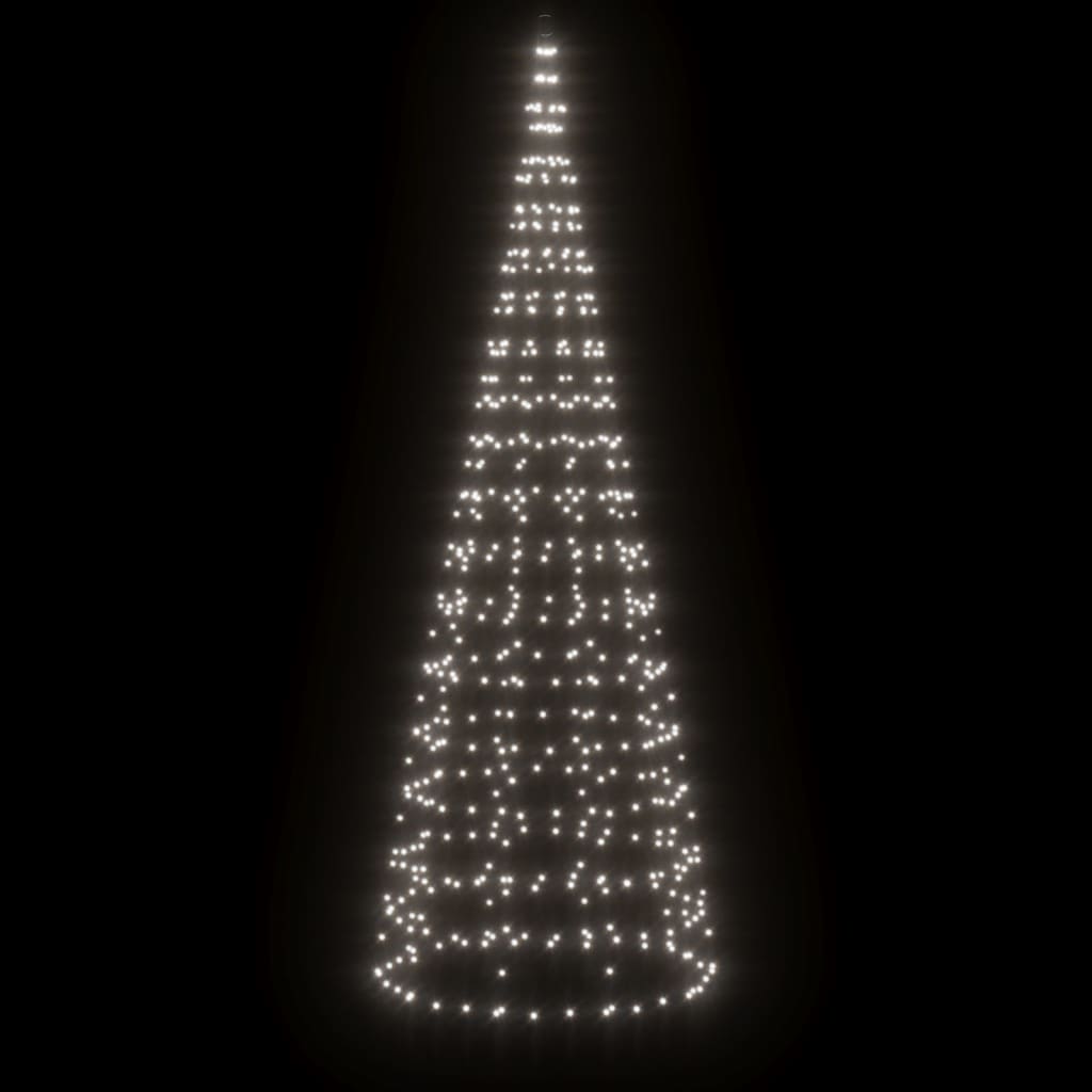 Vidaxxl Sapin de Noël LED sur mât de drapeau 550 LED blanc froid 300 cm