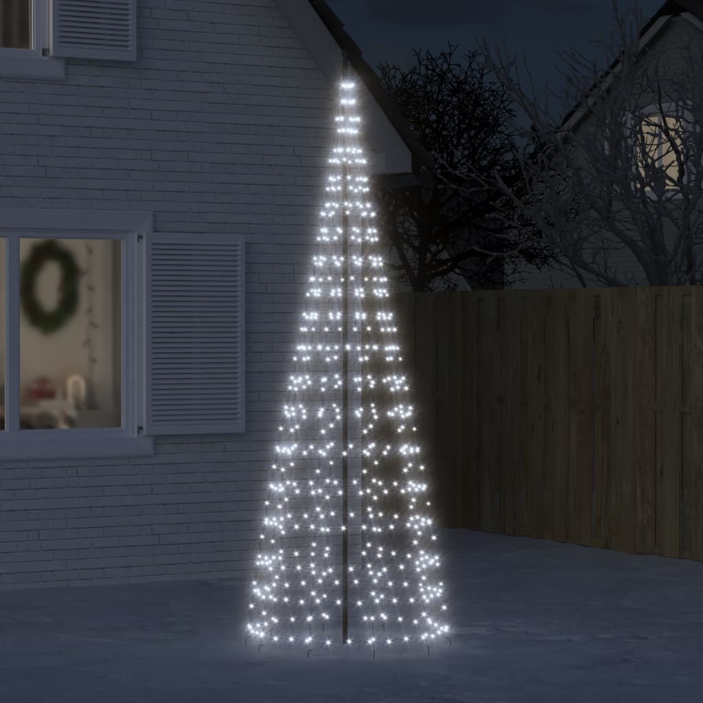 Vidaxxl Sapin de Noël LED sur mât de drapeau 550 LED blanc froid 300 cm