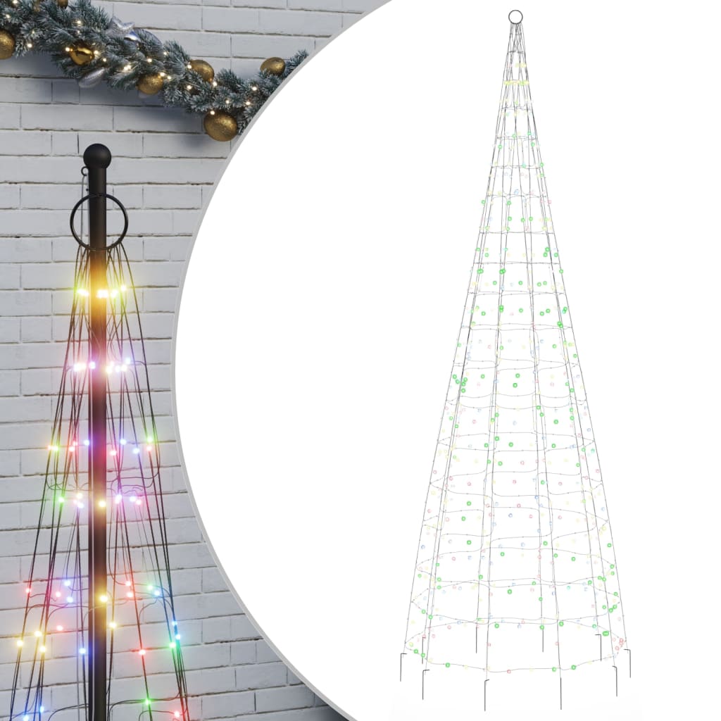 Vidaxxl Sapin de Noël LED sur mât de drapeau 550 LED colorées 300 cm