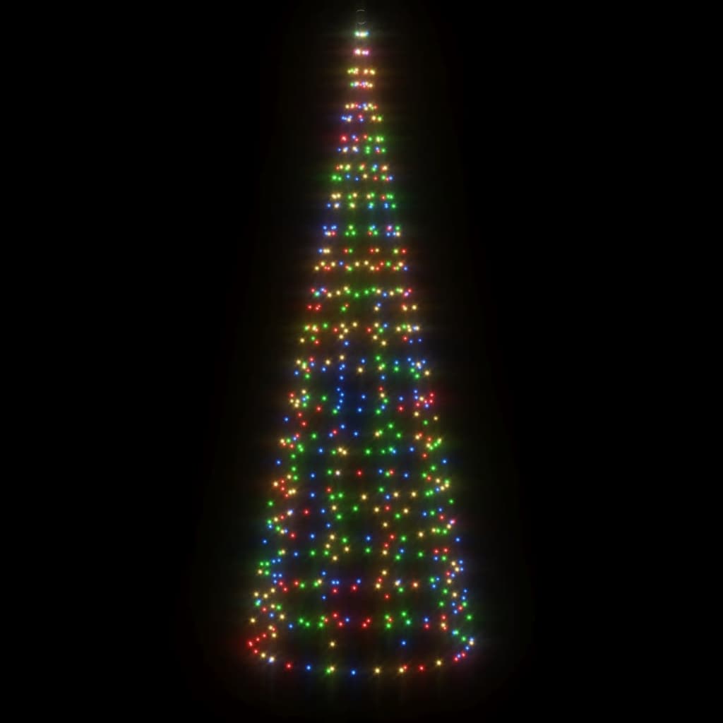 Vidaxxl Sapin de Noël LED sur mât de drapeau 550 LED colorées 300 cm