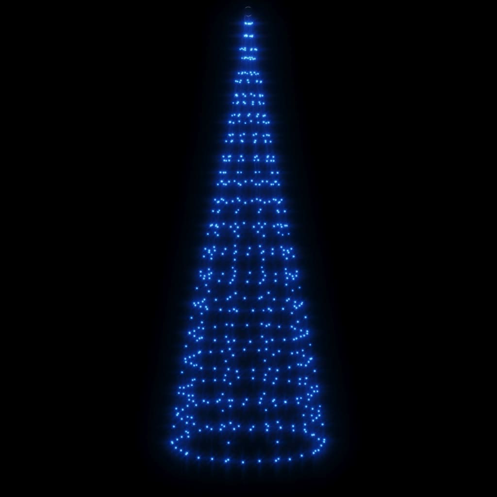 Vidaxxl Sapin de Noël LED sur mât de drapeau 550 LED 300 cm bleu