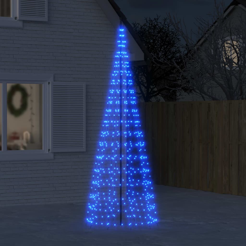 Vidaxxl Sapin de Noël LED sur mât de drapeau 550 LED 300 cm bleu