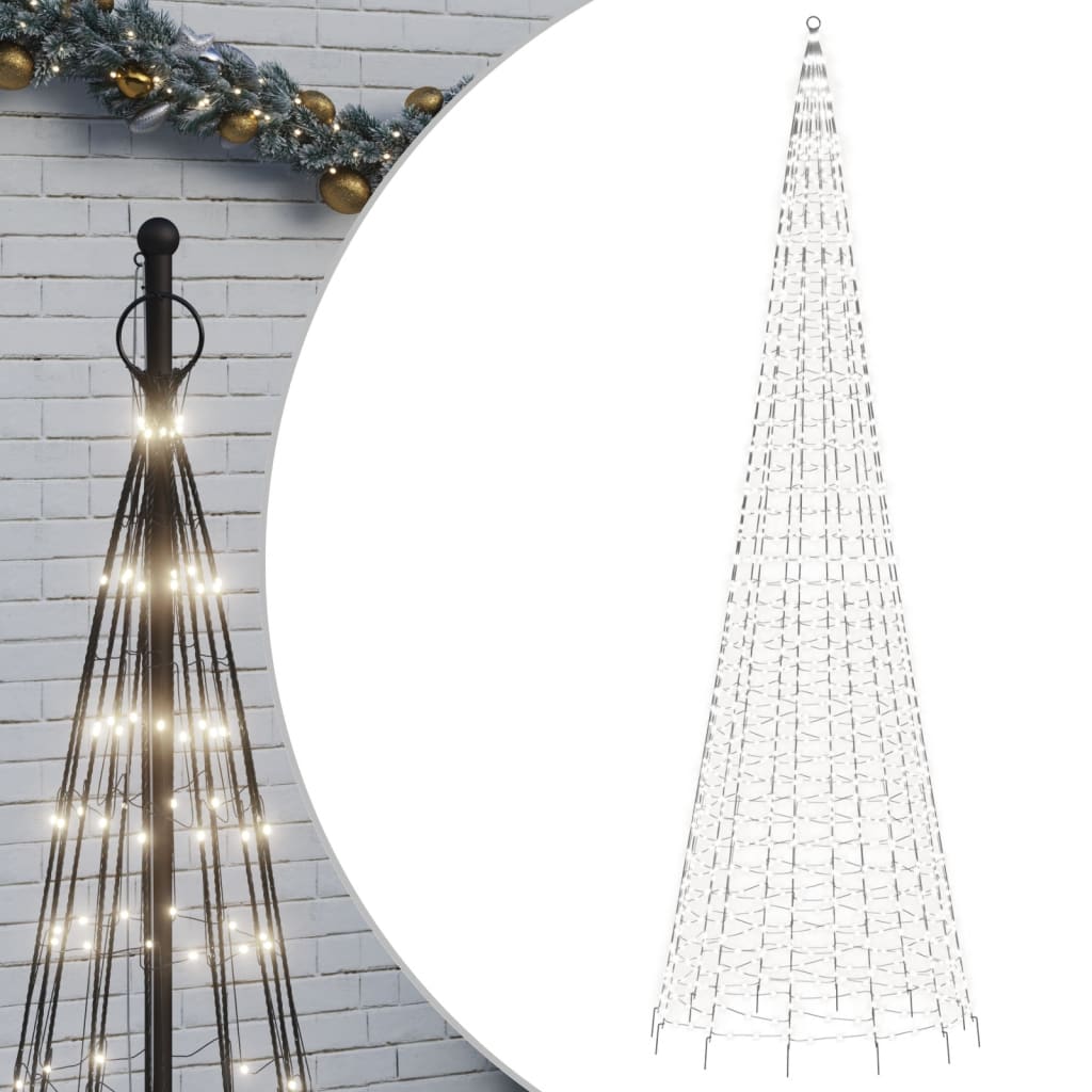 Vidaxxl Sapin de Noël LED sur mât de drapeau 1534 LED blanc froid 500 cm