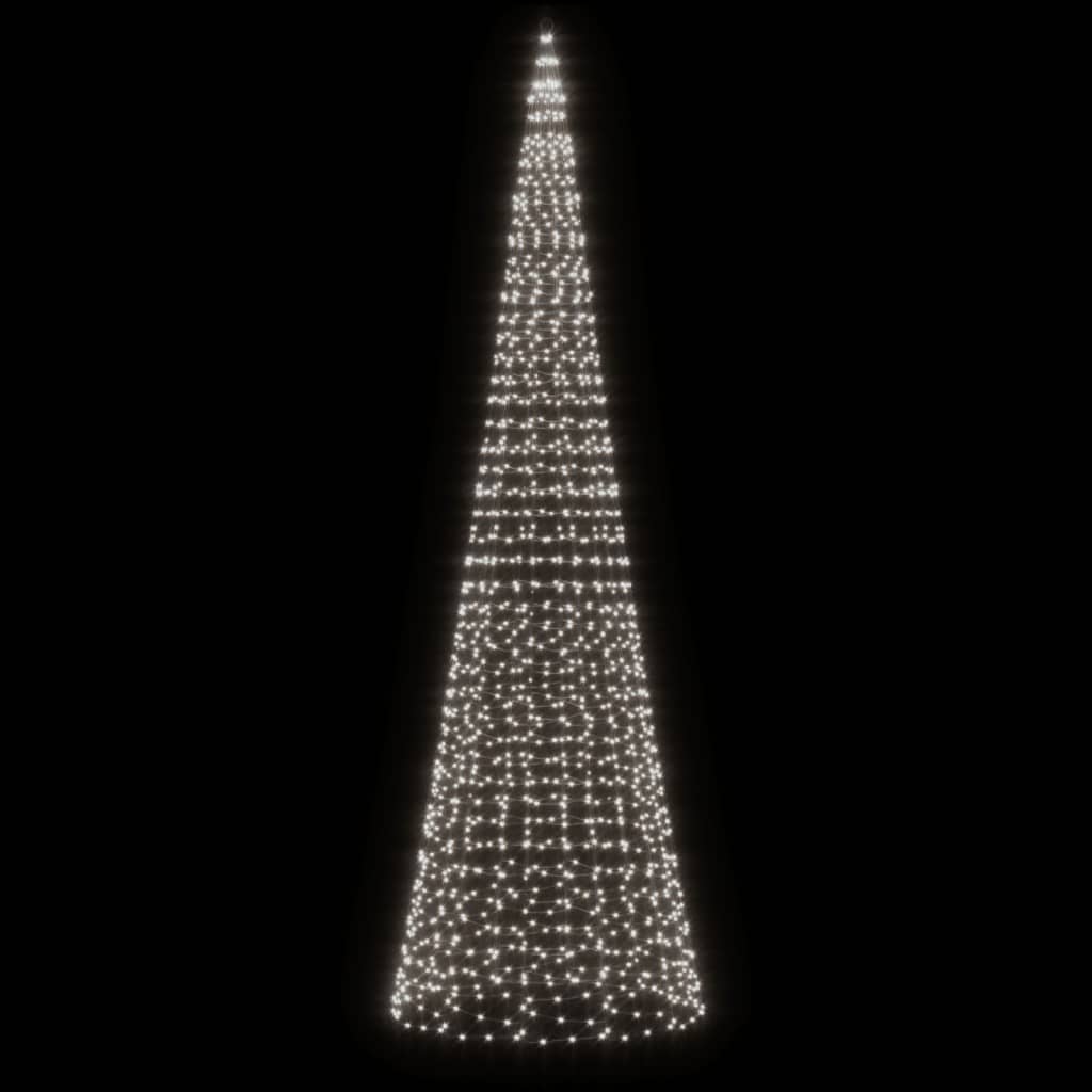 Vidaxxl Sapin de Noël LED sur mât de drapeau 1534 LED blanc froid 500 cm