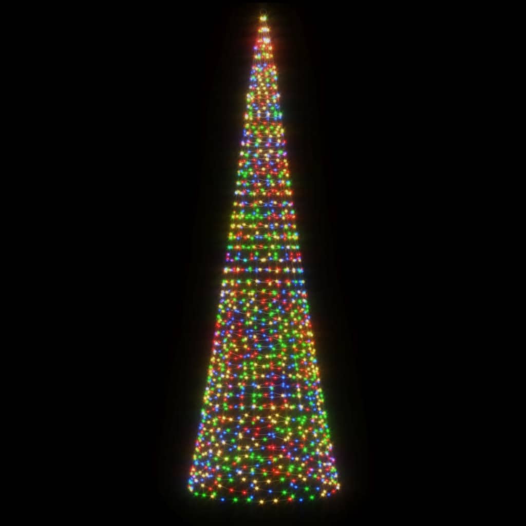 Vidaxxl Sapin de Noël LED sur mât de drapeau 1534 LED colorées 500 cm