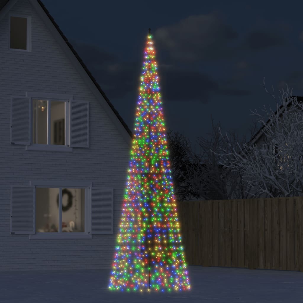 Vidaxxl Sapin de Noël LED sur mât de drapeau 1534 LED colorées 500 cm