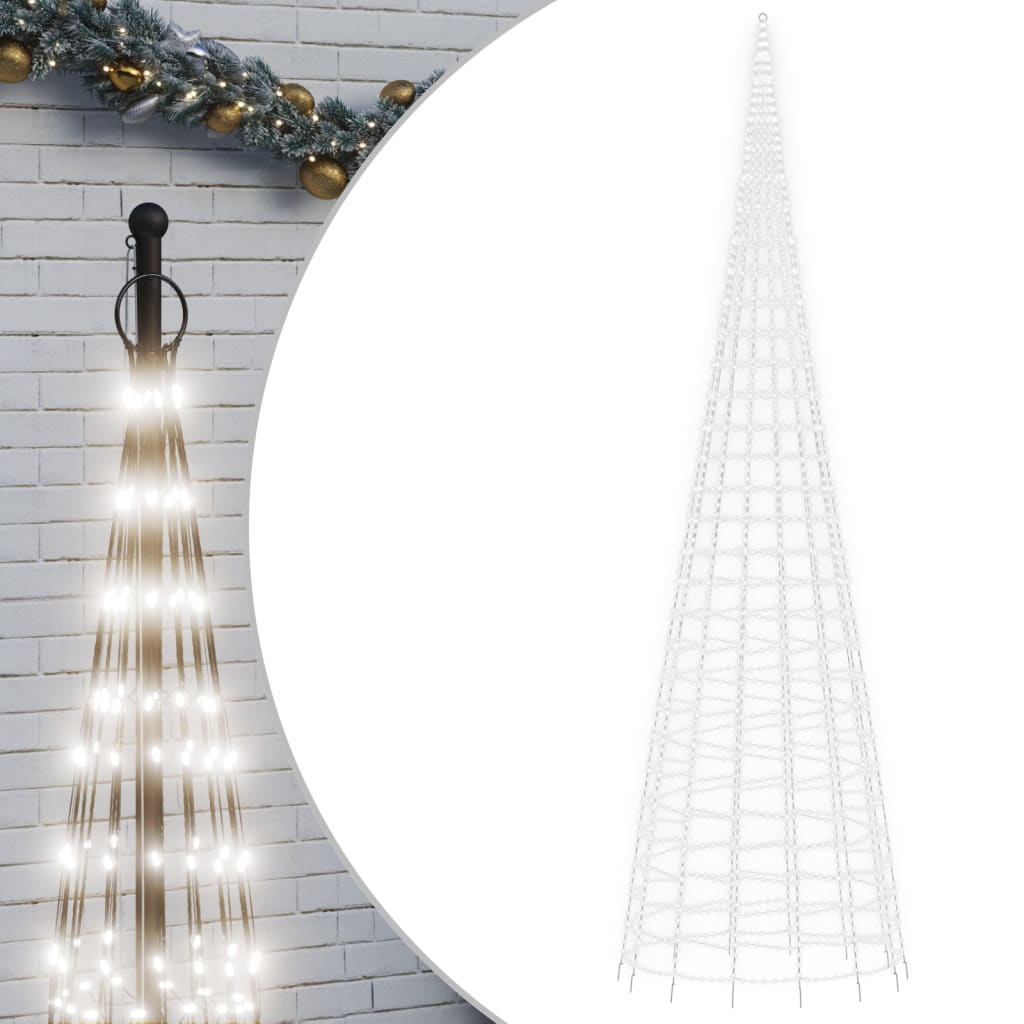 Vidaxxl Árbol de Navidad LED sobre asta de bandera 3000 LEDs blanco frío 800 cm