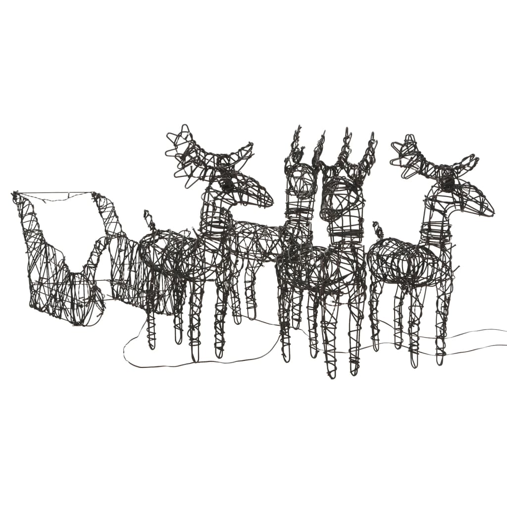 VidaXL Christmas decoration reindeer and sleigh 320 LEDs rattan warm white