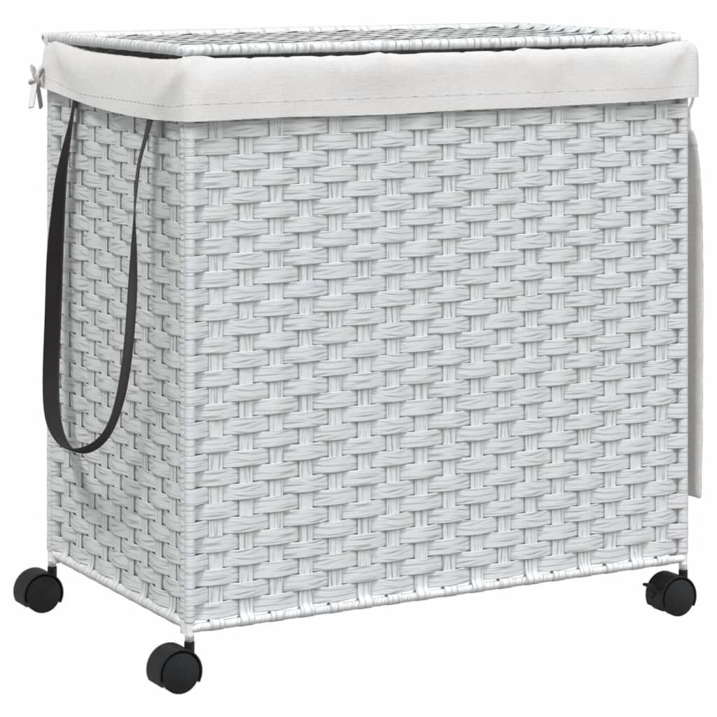 Vidaxl laundry basket on wheels 60x35x60.5 cm rattan white