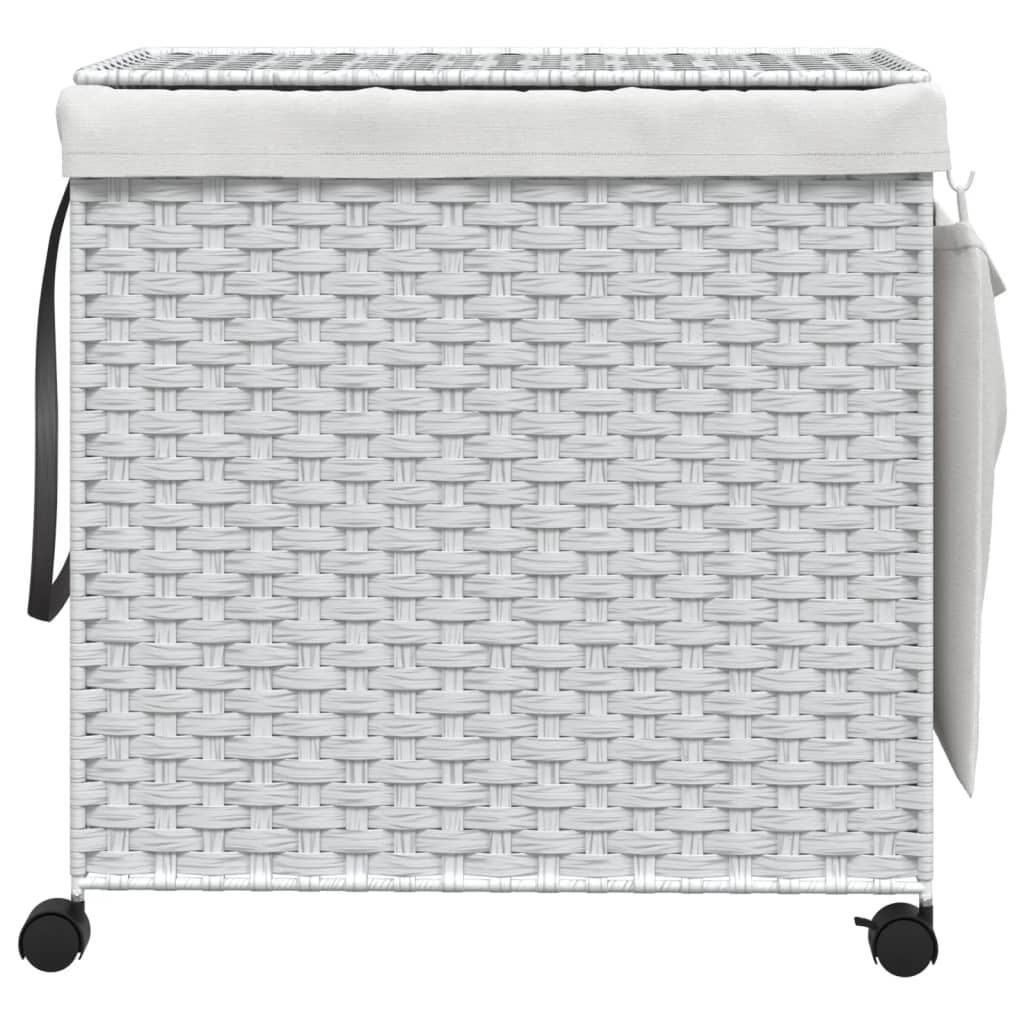 Vidaxl laundry basket on wheels 60x35x60.5 cm rattan white