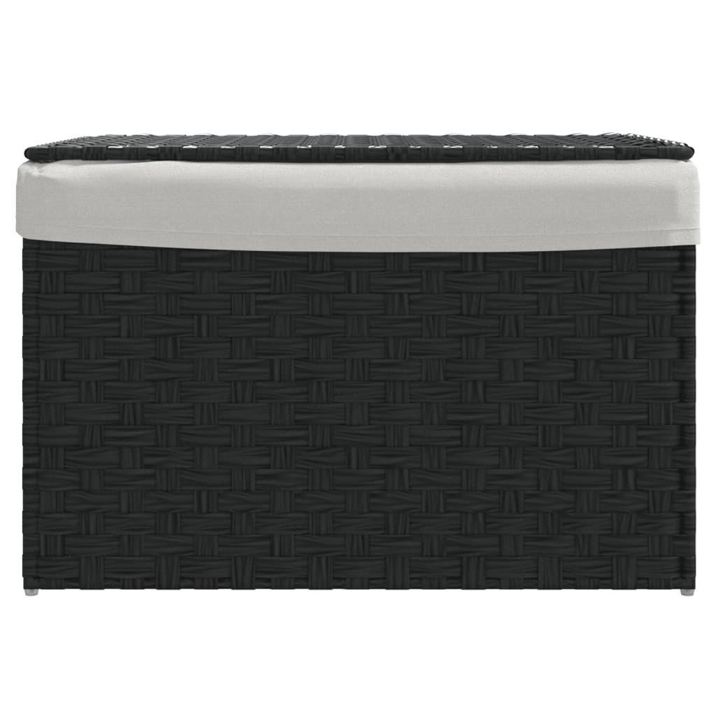 Vidaxl laundry basket with lid 55.5x35x34 cm poly rattan black