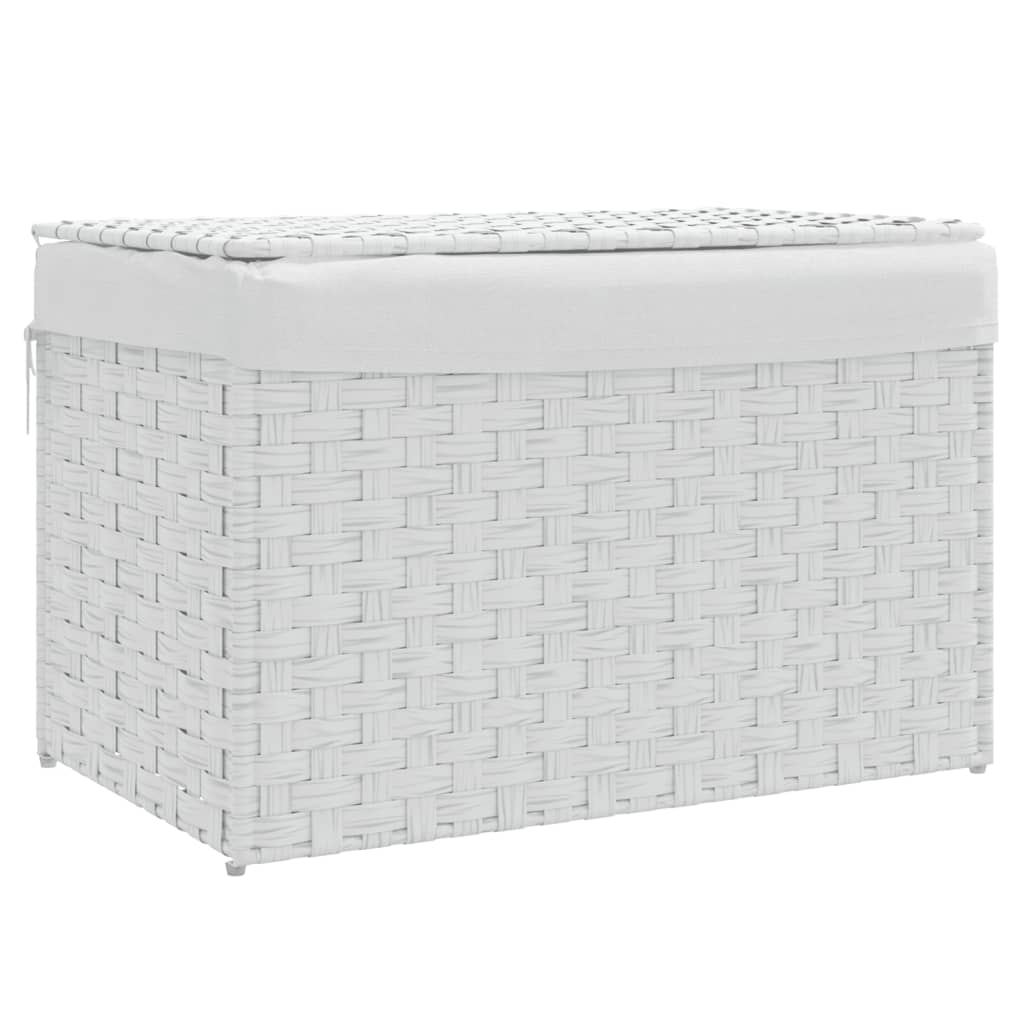 Vidaxl laundry basket with lid 55.5x35x34 cm poly rattan white