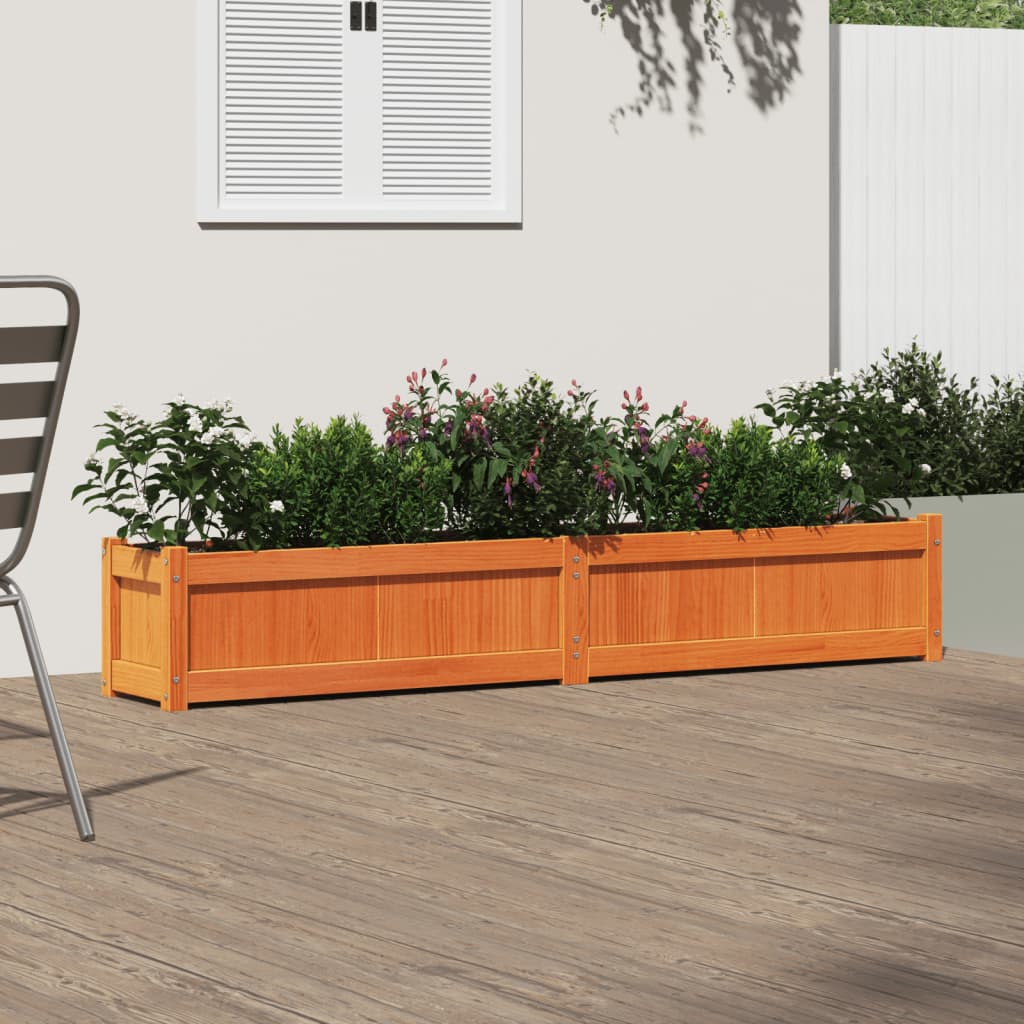 Vidaxx jardinière 180x31x31 cm bois de pin massif, marron lavé