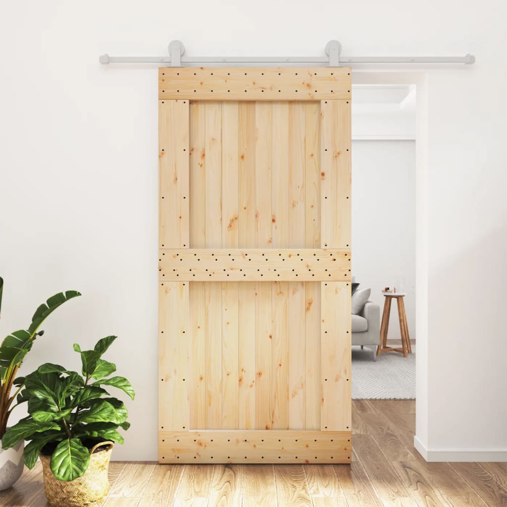 VidaXL Puerta corredera con herrajes 100x210 cm madera maciza de pino