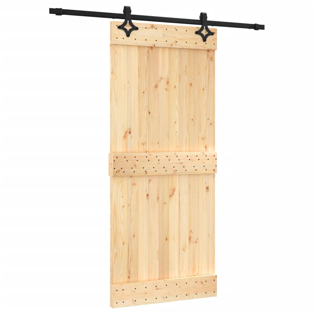 VidaXL Stumdomos durys su furnitūra 90x210 cm pušies masyvo