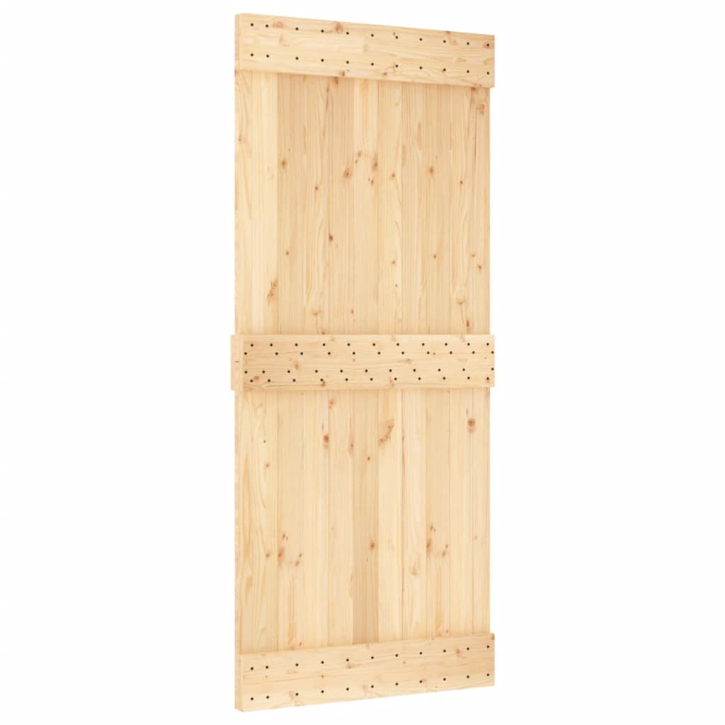 VidaXL Stumdomos durys su furnitūra 90x210 cm pušies masyvo
