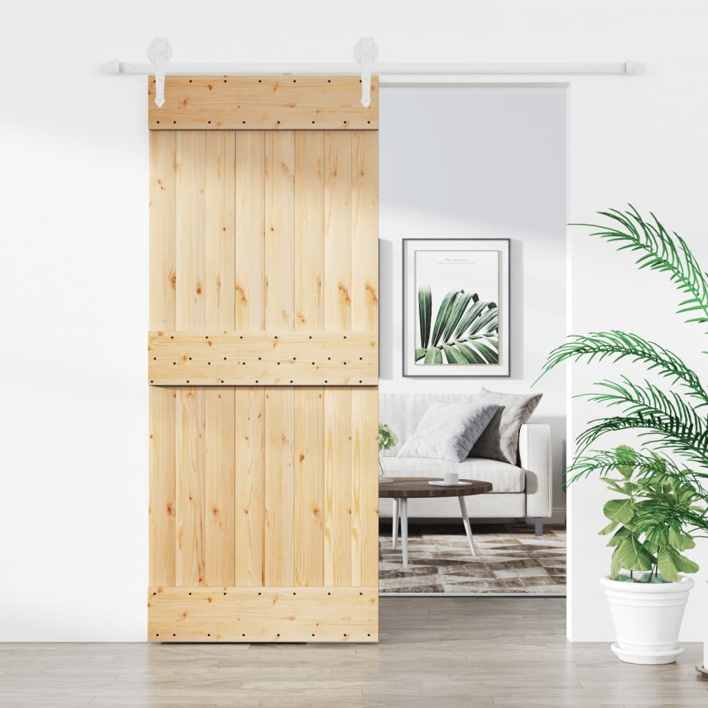 VidaXL Sliding Door with Fittings 85x210 cm Solid Pinewood