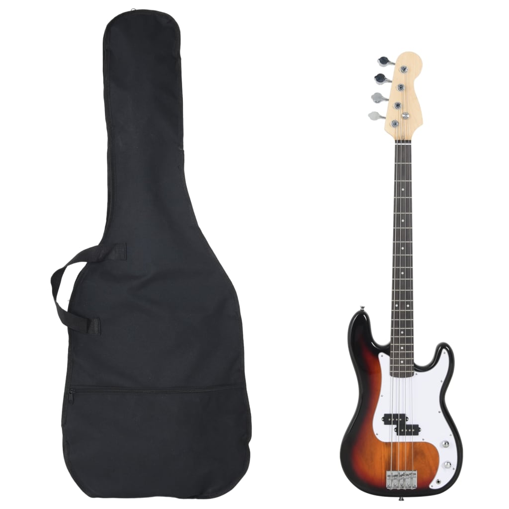 Vidaxxl guitare basse électrique débutant avec sac 4 4 46 marron blanc