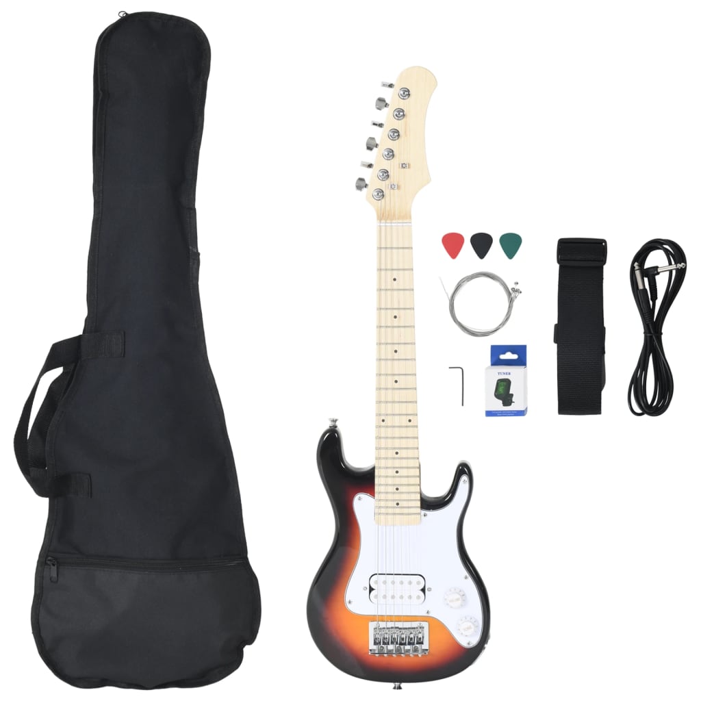 Vidaxl E-Gitarre für Kinder mit Tasche 3 4 30 braun und weiß