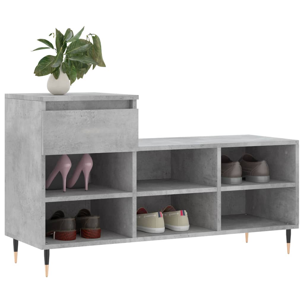 Vidaxl shoe cabinet 102x36x60 cm processed wood concrete gray