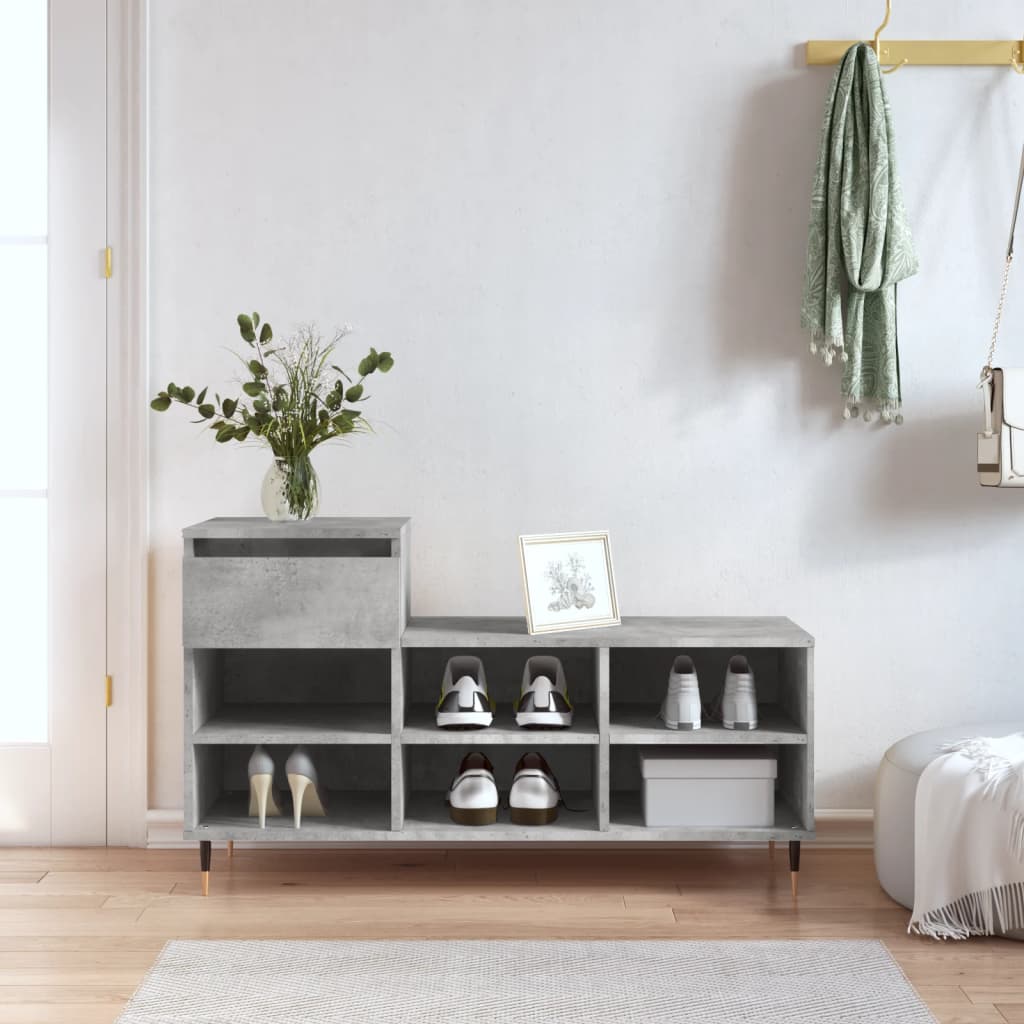 Vidaxl shoe cabinet 102x36x60 cm processed wood concrete gray
