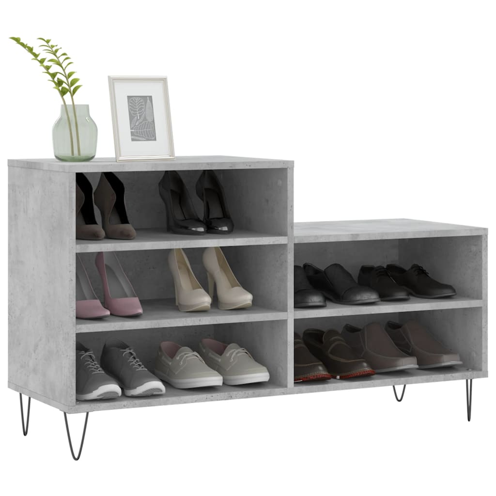 Vidaxl shoe cabinet 102x36x60 cm processed wood concrete gray