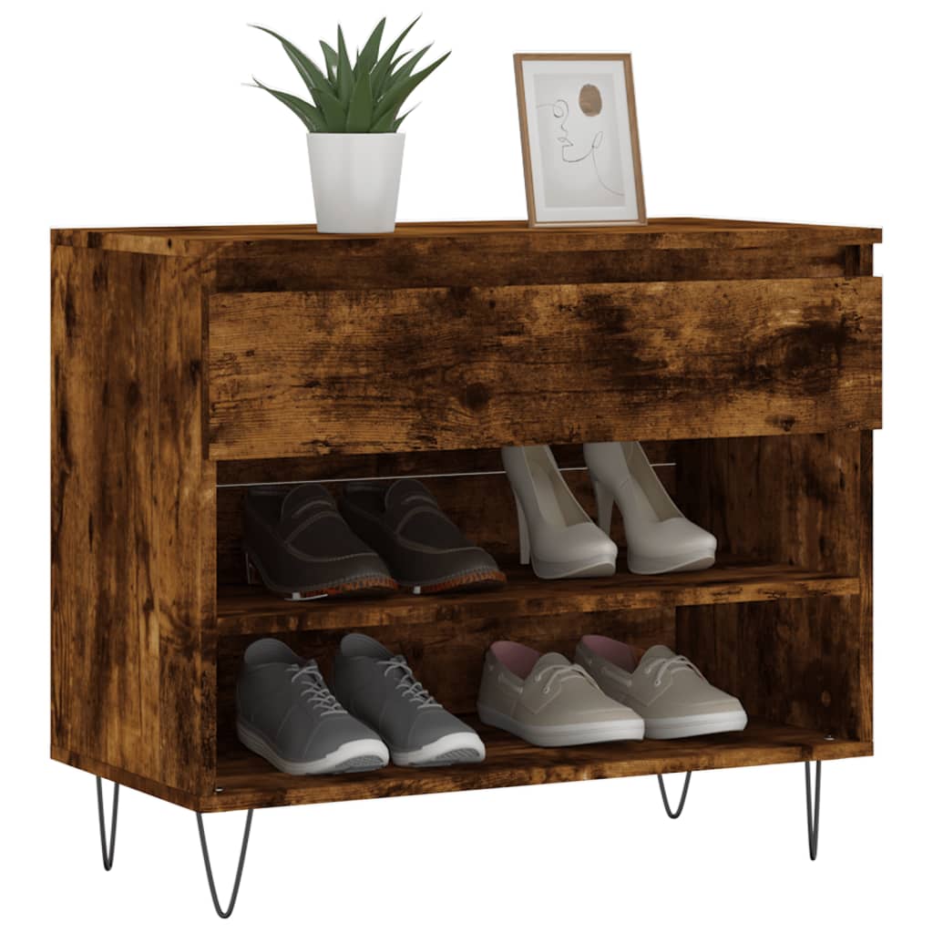 Vidaxl shoe cabinet 70x36x60 cm processed wood smoked oak color