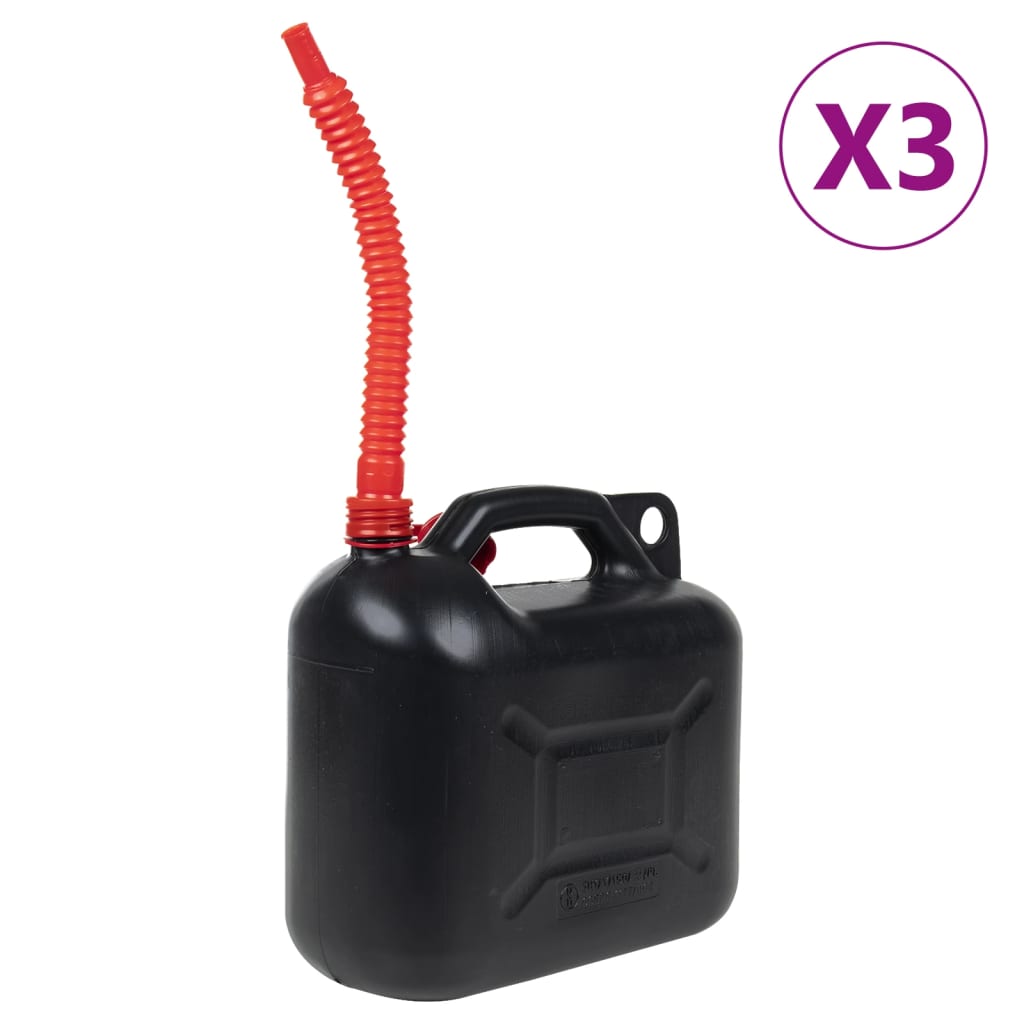 Vidaxl Fuel Tanks 3 pcs with Flexible Spout Black 10 L Plastic