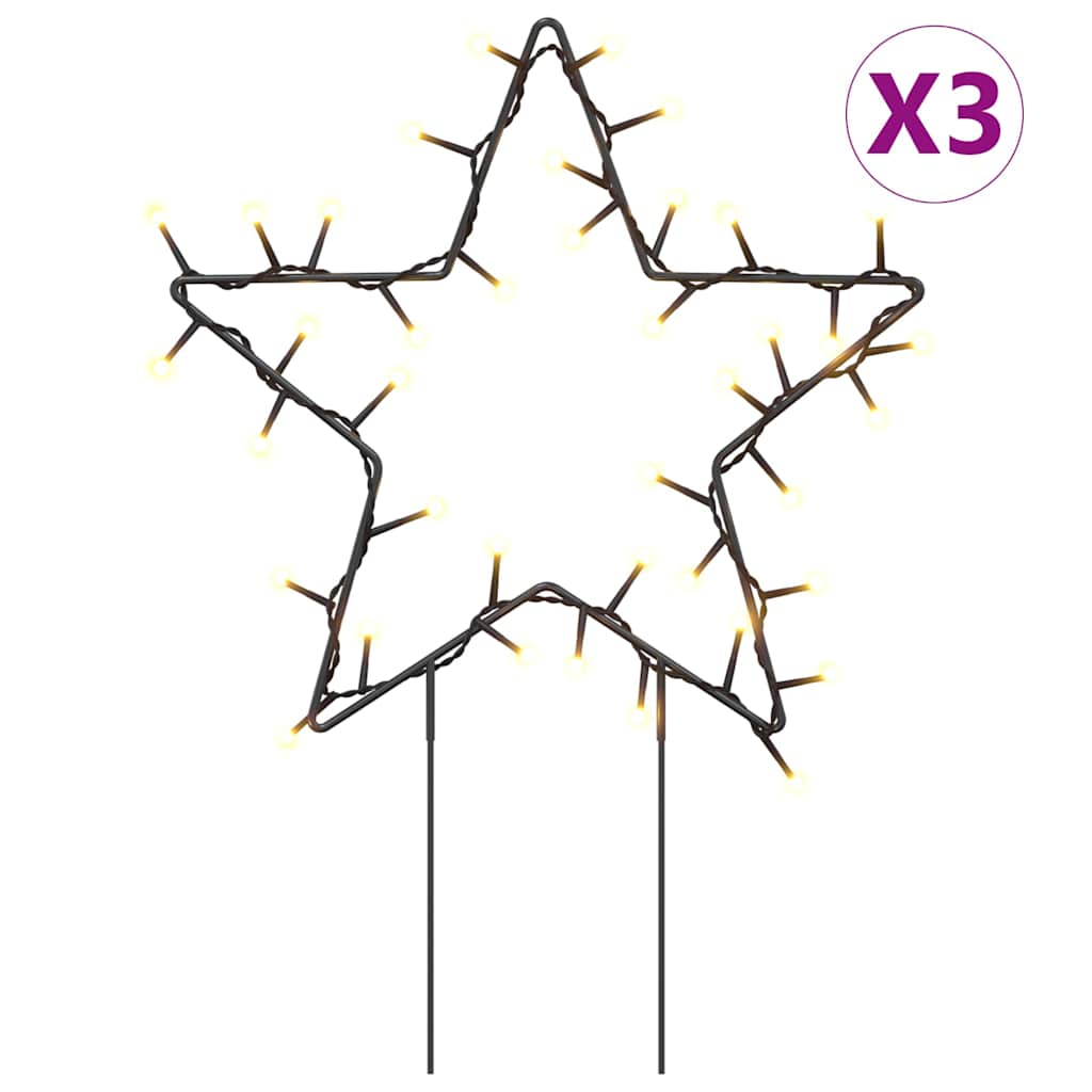 Vidaxl Christmas lights star 3 pcs with ground spikes 50 LEDs 29 cm
